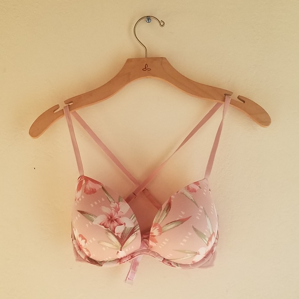 VS PINK Push Bra, Convertible,  Floral